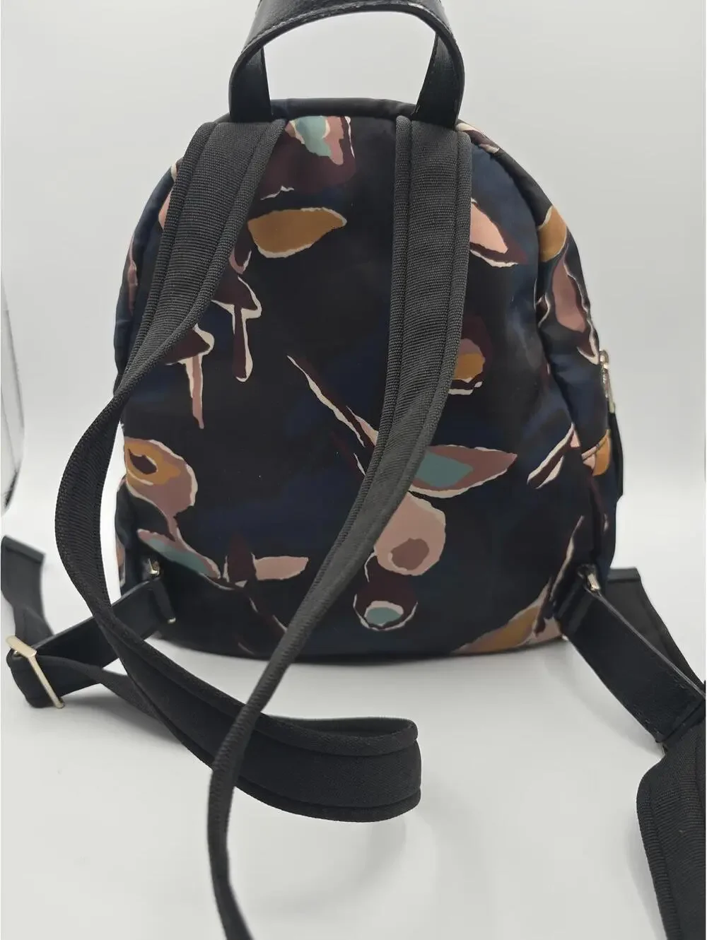Kate Spade Chelsea Floral Nylon Backpack Black Multi Travel Bag 10